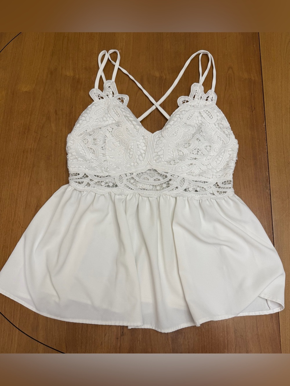 Willow & Root Boho White Lace Babydoll Cami Top | Festival Fairycore Coquette L